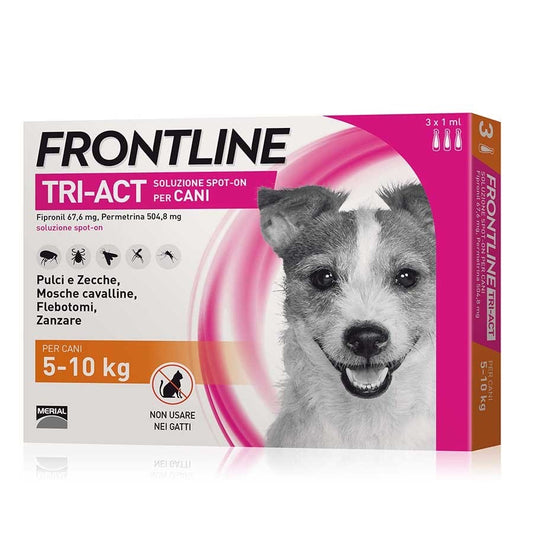 Frontline - Tri Act - Soluzione Spot-On per Cani - 5-10kg - 3 pipette