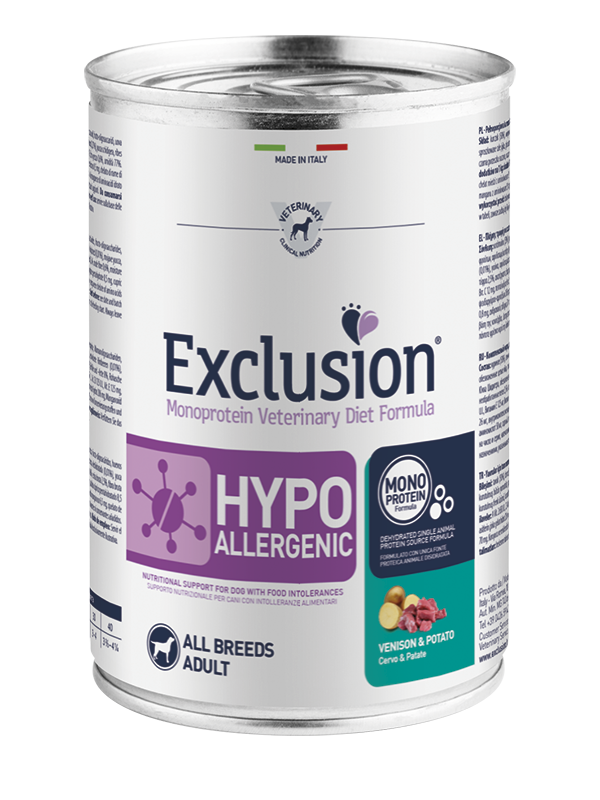 Exclusion Hypoallergenic - Cibo umido per cani adulti di tutte le taglie - Cervo e Patate - 400gr