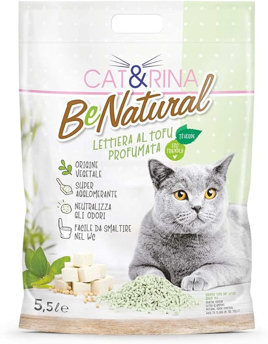 Cat&Rina BeNatural - Lettiera per gatti al profumo di Tofu e The Verde - 5,5LT
