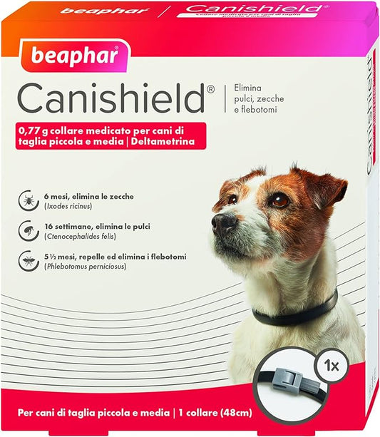 Beaphar Canishield - Collare Antiparassitario per cani di taglia piccola e media - 48cm