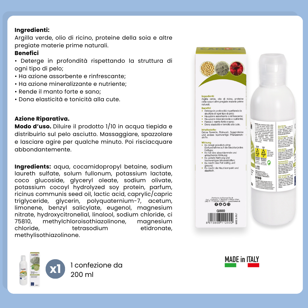 Camon Natural - Shampoo all'Argilla verde - 200ml