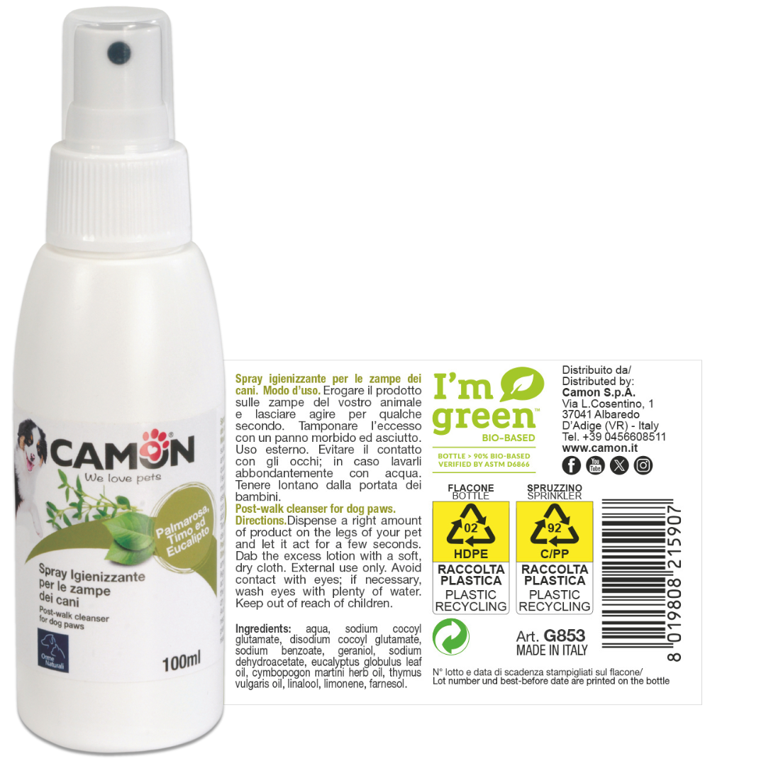 Camon Natural - Spray igienizzante per le zampe di cani e gatti - 100ml