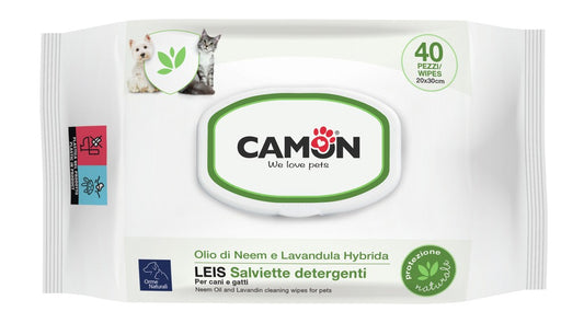 Camon - Orme Naturali - Salviette detergenti Leis - Neem e Lavandula - 40 salviette