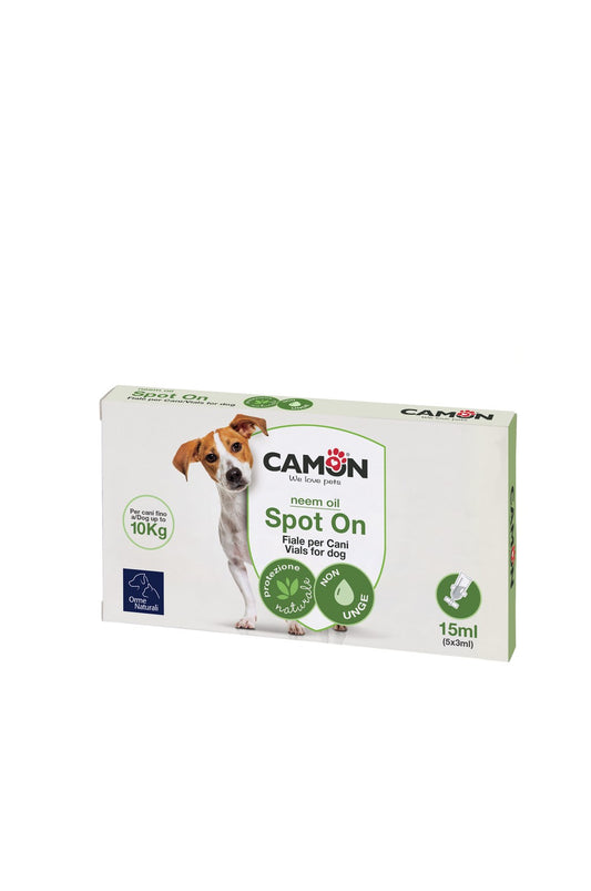 Camon - Protection - Fiale Spot-On per Cani fino a 10kg - Olio di Neem - 5 fiale da 3ml -Orme Naturali