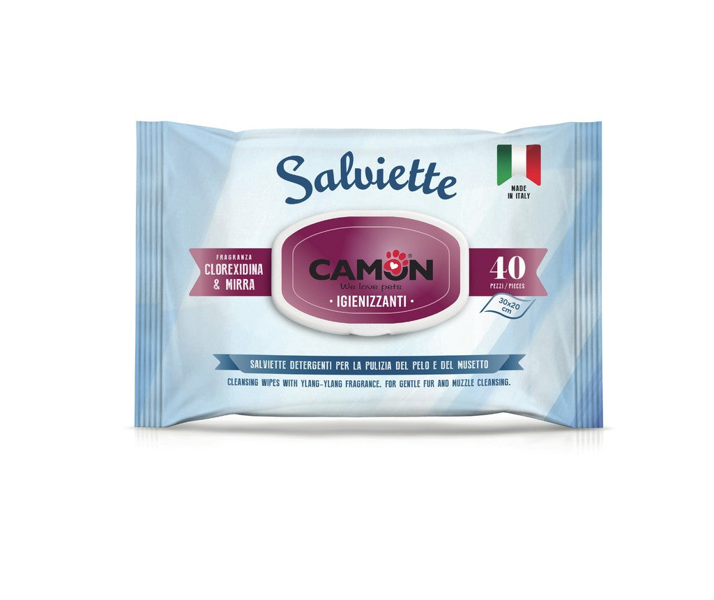 Camon - Salviette al profumo di Mirra e Clorexidina - 40 pezzi