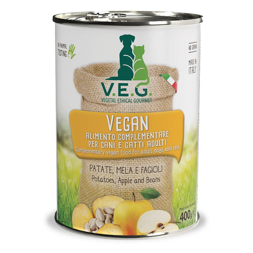 Marpet Vegan - Cibo umido per cani e gatti adulti - Patate, mela e fagioli 400g