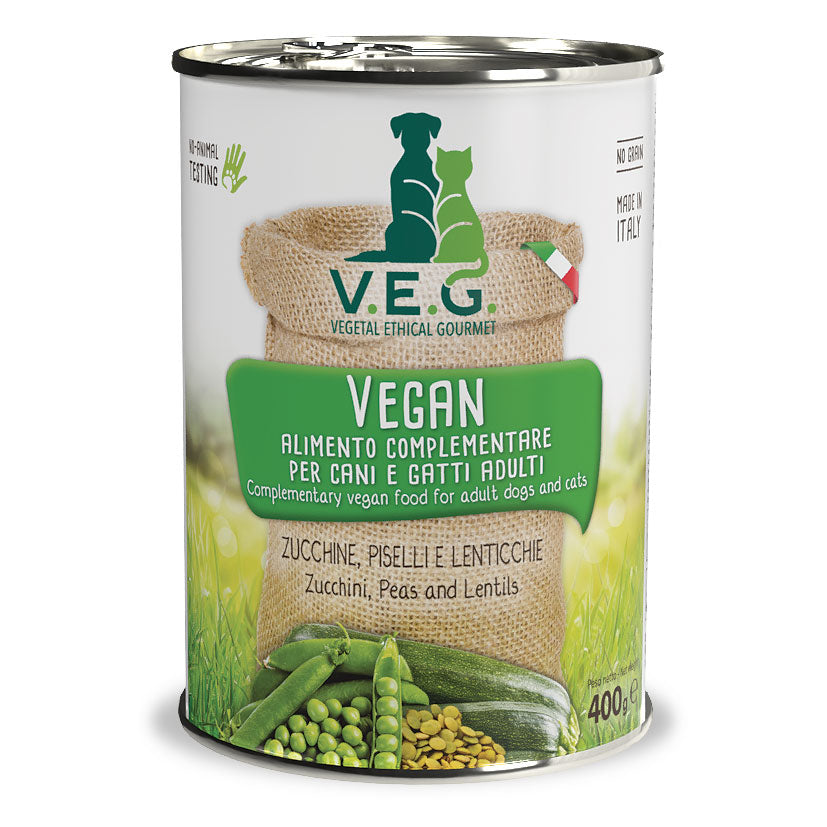 Marpet Vegan - Cibo umido per cani e gatti adulti - Zucchine, piselli e lenticchie 400g