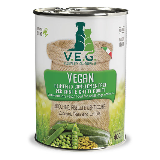 Marpet Vegan - Cibo umido per cani e gatti adulti - Zucchine, piselli e lenticchie 400g