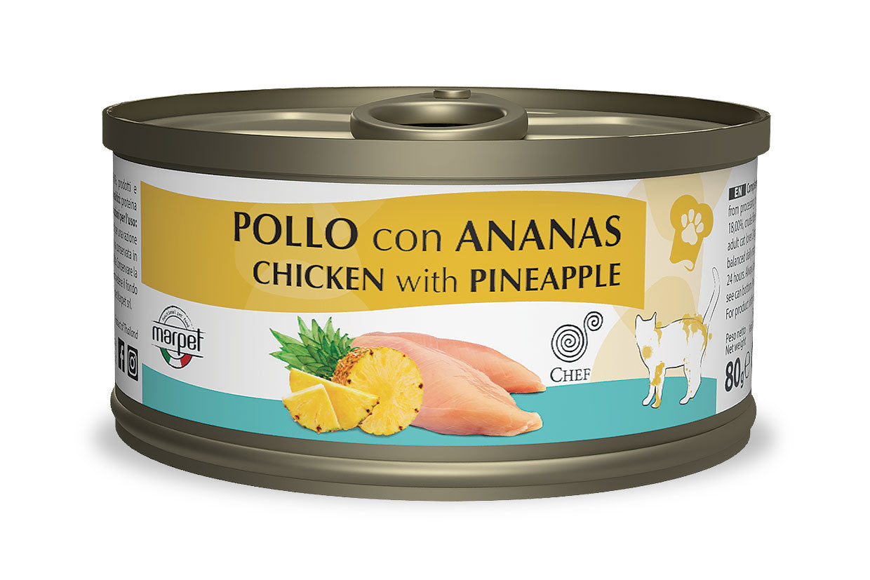 Marpet Chef - Cibo umido per gatti adulti - Pollo e ananas 80g