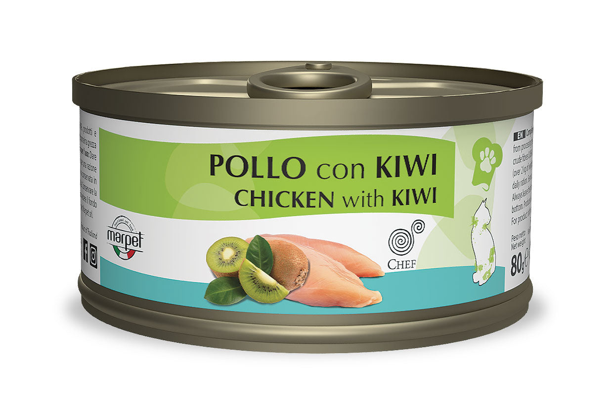 Marpet Chef - Cibo umido per gatti adulti - Pollo e kiwi 80g