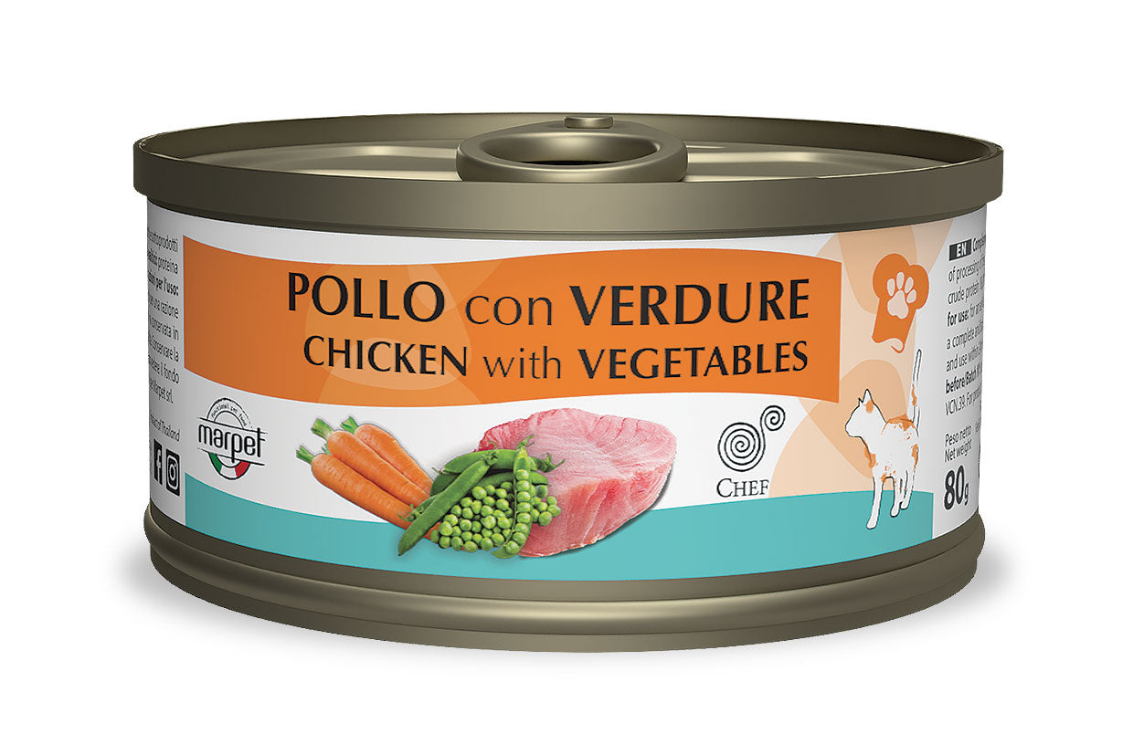 Marpet Chef - Cibo umido per gatti adulti - Pollo e verdure 80g