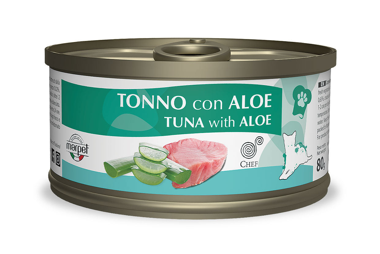 Marpet Chef - Cibo umido per gatti adulti - Tonno e aloe 80g