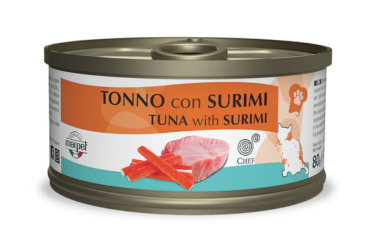 Marpet Chef - Cibo umido per gatti adulti - Tonno e surimi 80g