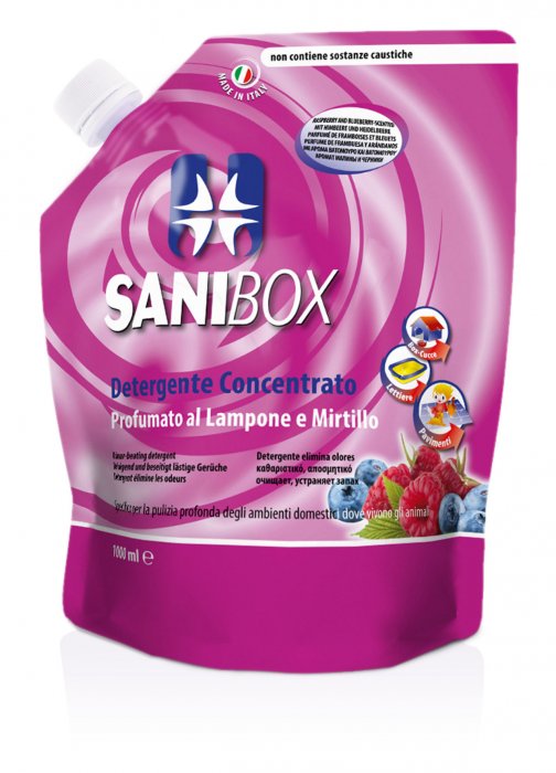 Sanibox - Detergente igienizzante per pavimenti - Lampone/mirtillo - 1000ml