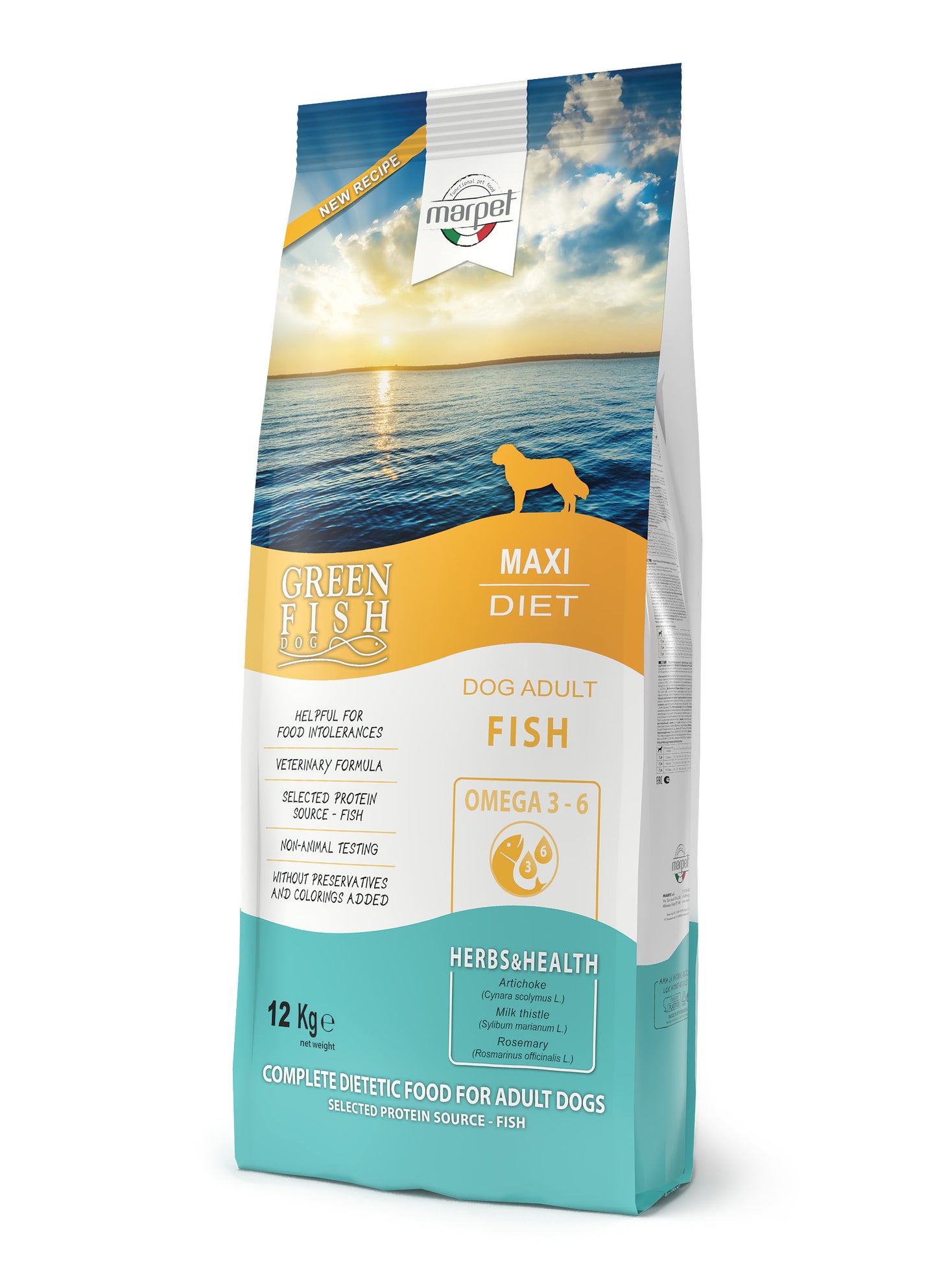 Marpet Green Fish - Crocchette per Cani adulti di grande taglia - Pesce 12kg