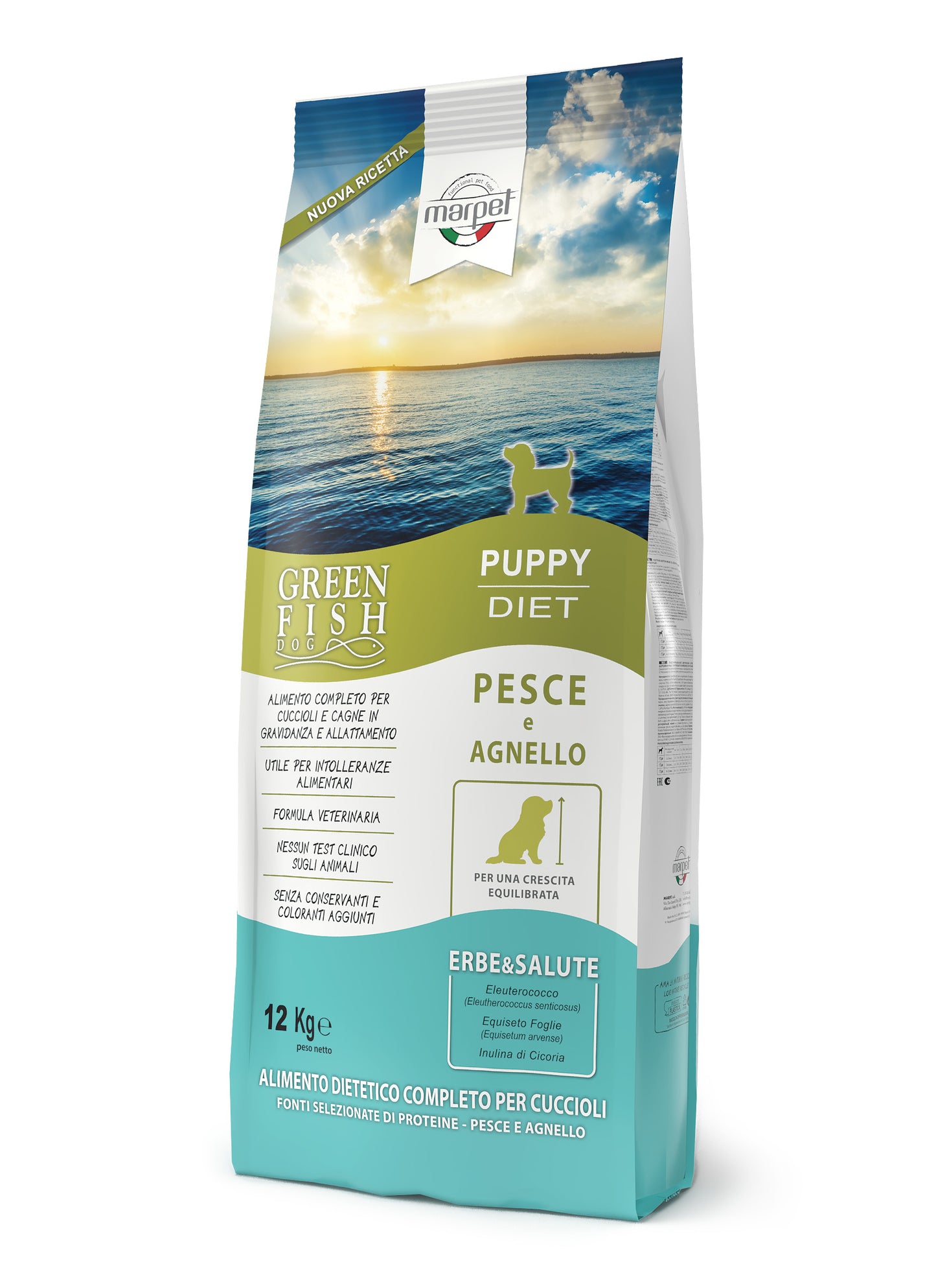 Marpet Green Fish - Crocchette per Cani Puppy - Pesce e agnello 12kg