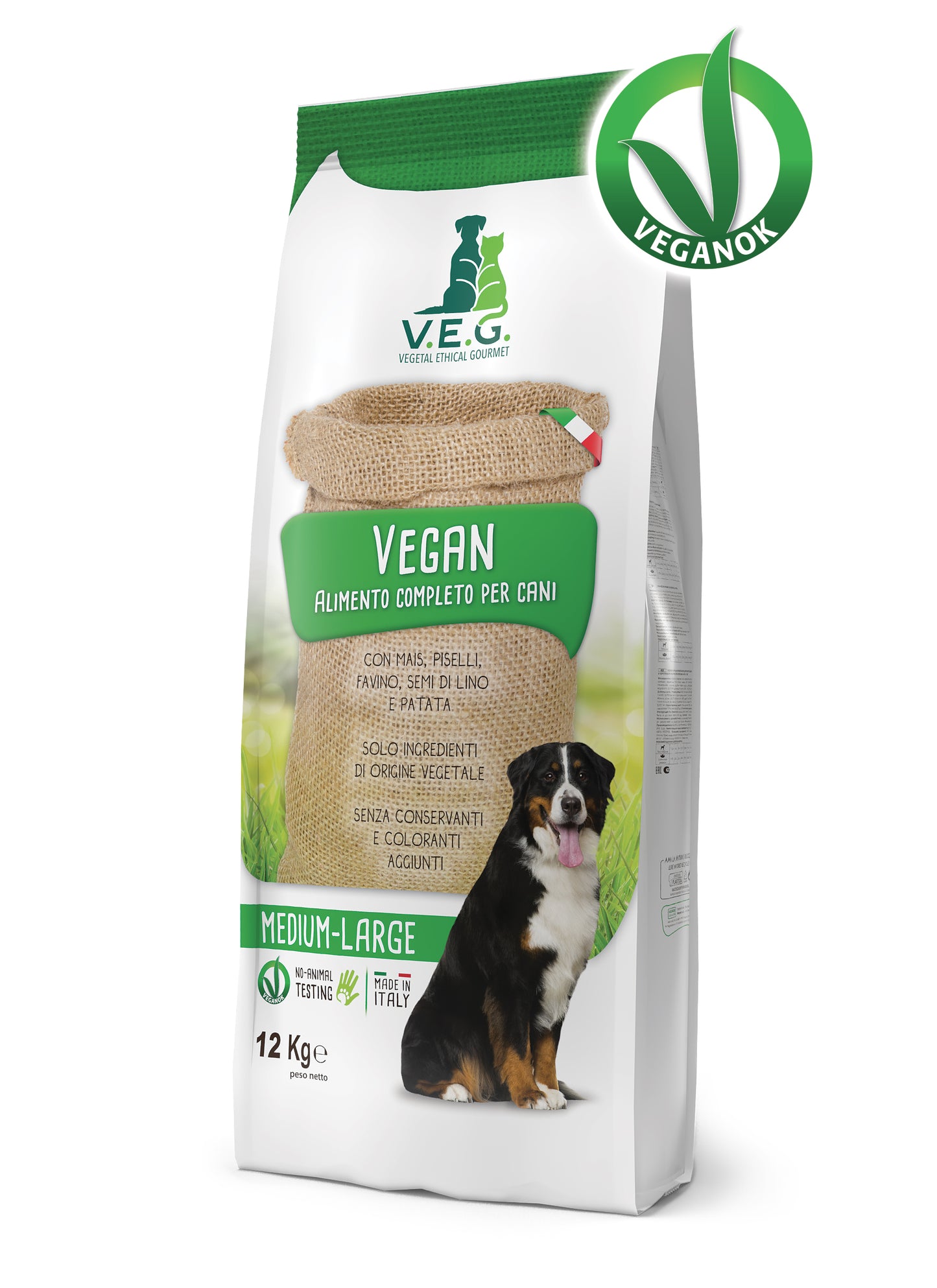 Marpet Vegan - Crocchette per cani adulti di medio-grande taglia - 12kg