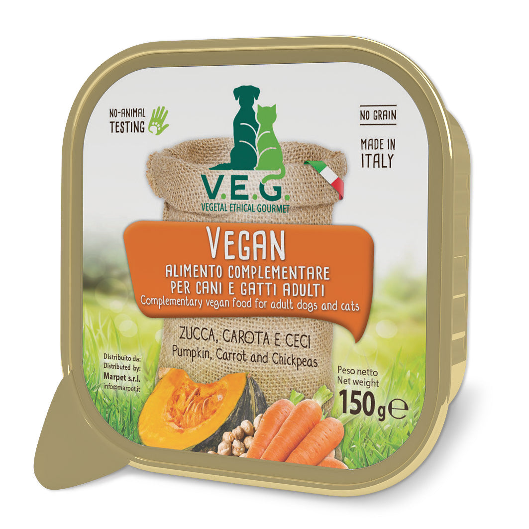 Marpet Vegan - Cibo umido per cani e gatti adulti - Zucca, carote e ceci 150g