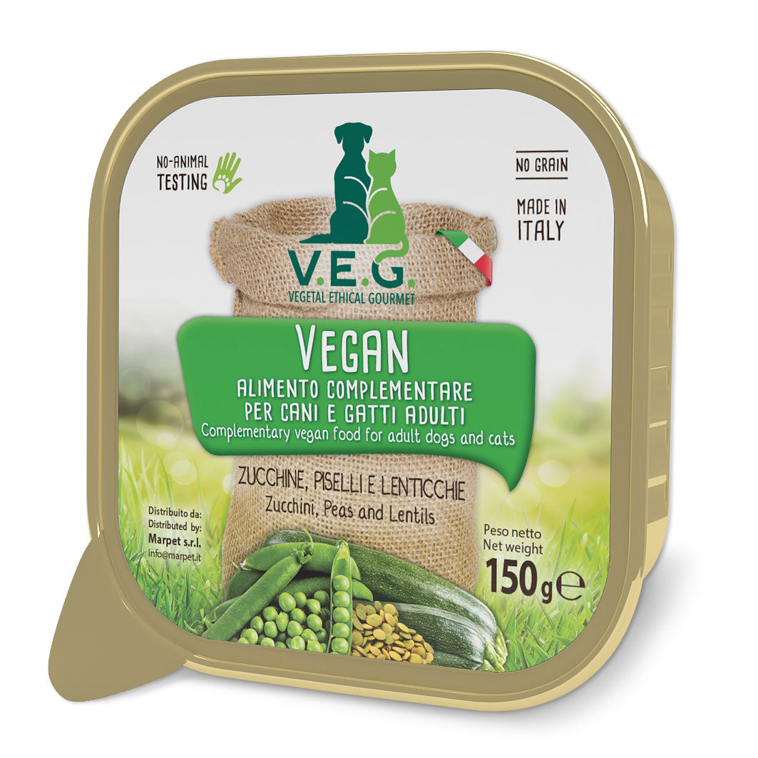 Marpet Vegan - Cibo umido per cani e gatti adulti - Zucchine, piselli e lenticchie 150g