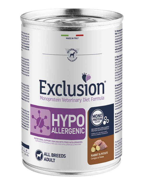 Exclusion Hypoallergenic - Cibo umido per cani adulti di tutte le taglie - Coniglio e Patate - 400gr