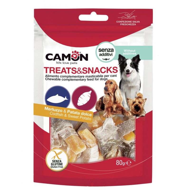 Snacks Dry Fishskin - Snack per cani - Pesce e patata dolce 80gr