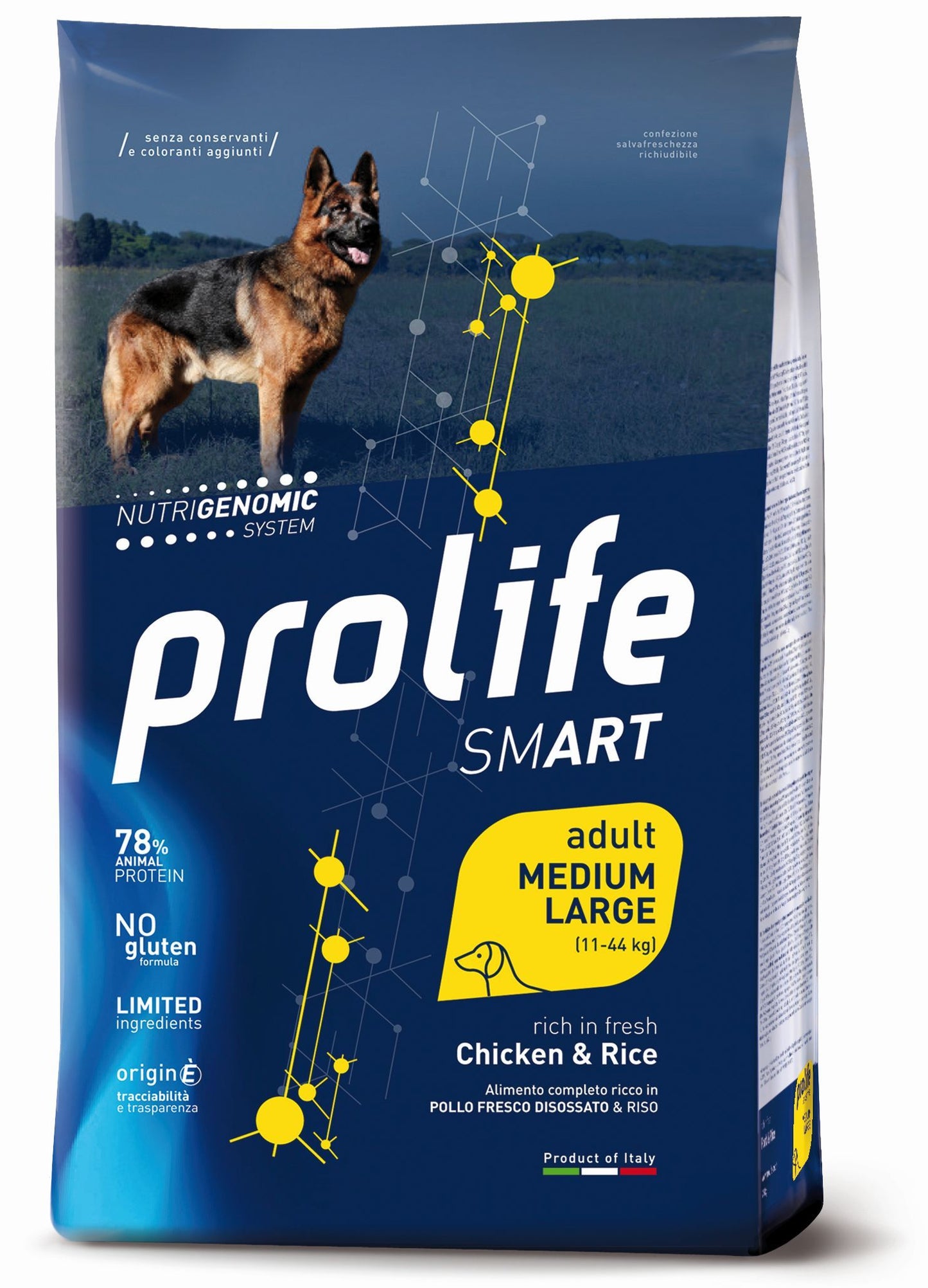 Prolife Smart Adult - Crocchette per cani adulti di taglia media e grande - Pollo fresco e riso - 2,5kg