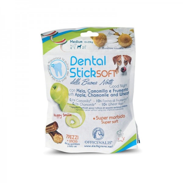 Dalla Grana - Dental Stick Buonanotte - Mela, Camomilla e Frumento - Cane di taglia media - 7pz