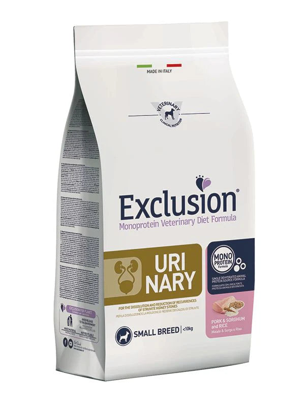 Exclusion Urinary - Cibo secco per cani adulti di piccola taglia - Maiale Sorgo e Riso - 2kg