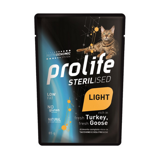 Prolife Sterilised Light - Cibo umido per gatti sterilizzati - Tacchino e Oca - 85gr