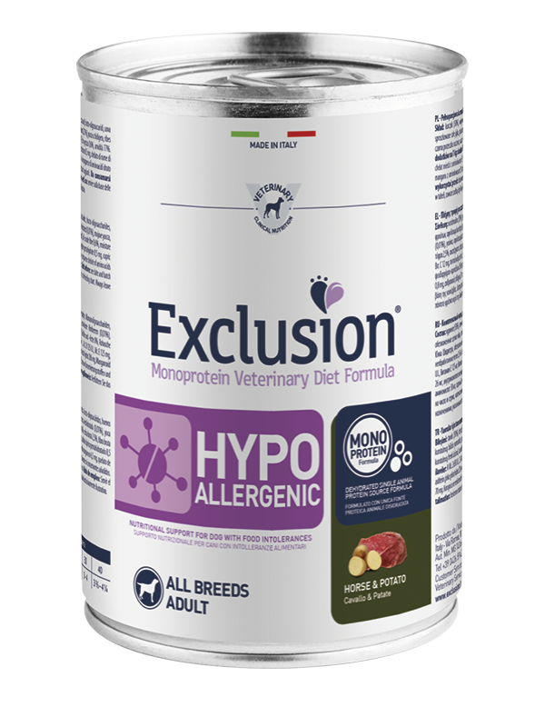 Exclusion Hypoallergenic - Cibo umido per cani adulti di tutte le taglie - Cavallo e Patate - 400gr