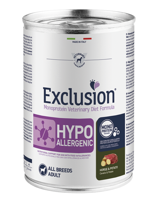 Exclusion Hypoallergenic - Cibo umido per cani adulti di tutte le taglie - Cavallo e Patate - 400gr