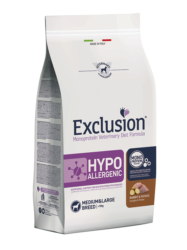 Exclusion Hypoallergenic - Cibo secco per cani adulti di taglia media e grande - Coniglio e Patate - 12kg