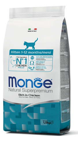 Monge Natural Superpremium - Crocchette per gattini da 1 a 12 mesi - Pollo - 1,5kg