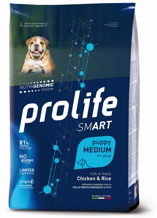 Prolife Smart Puppy - Crocchette per cuccioli di taglia media - Pollo fresco e riso - 10kg