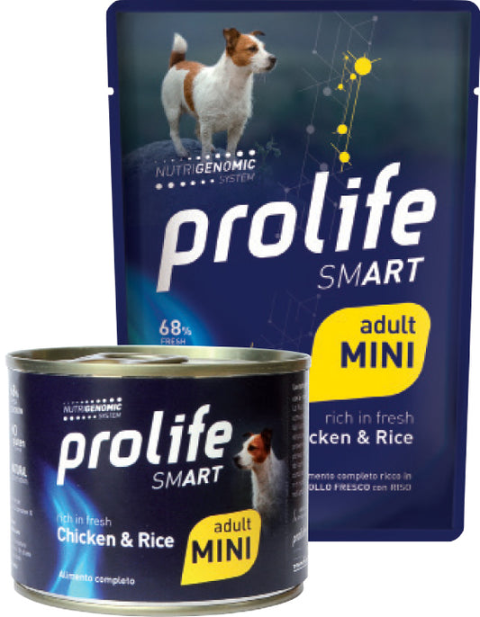 Prolife Smart Adult - Cibo umido per cani adulti di taglia piccola - Pollo fresco e riso - 200gr