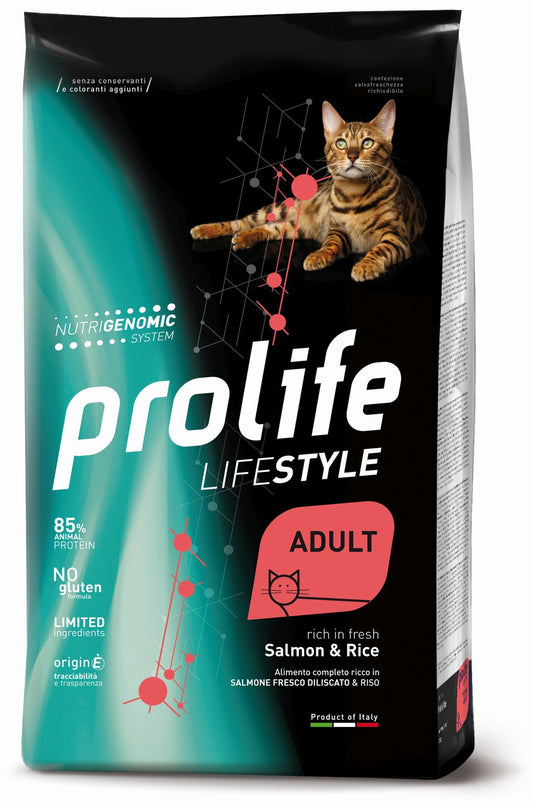 Prolife Life Style Adult - Crocchette per gatti adulti - Salmone fresco e riso - 400gr