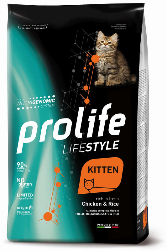 Prolife Life Style Kitten - Crocchette per gattini da 1 a 12 mesi - Pollo fresco e riso - 400gr