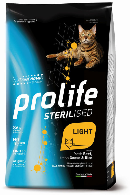 Prolife Sterilised Light - Crocchette per gatti sterilizzati - Oca e manzo freschi, riso - 400gr