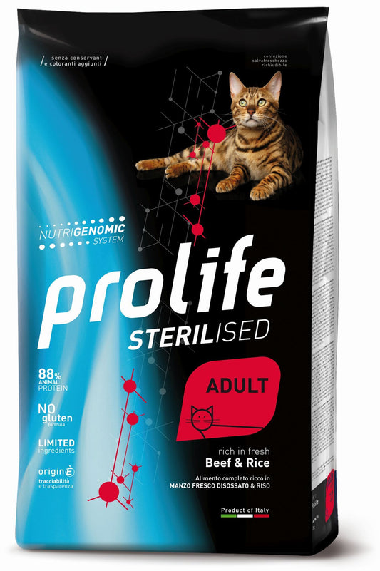 Prolife Sterilised - Crocchette per gatti sterilizzati - Manzo fresco e riso - 400gr