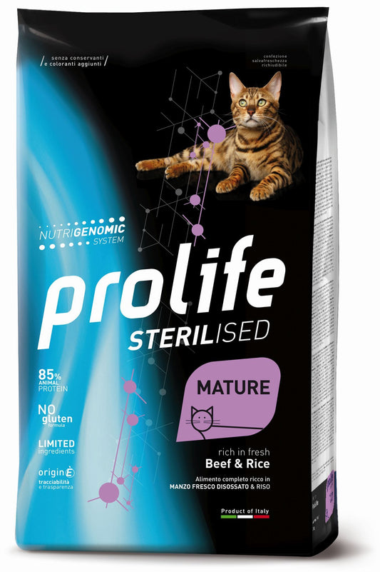 Prolife Sterilised - Crocchette per gatti anziani e/o sterilizzati - Manzo fresco e riso - 400gr