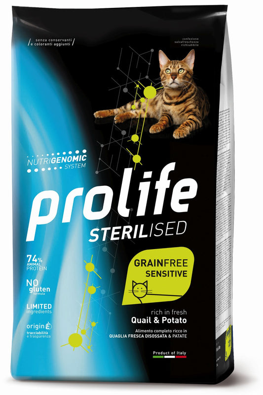 Prolife Sterilised Grain Free - Crocchette per gatti sterilizzati - Quaglia fresca e patate - 400gr