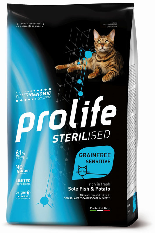 Prolife Sterilised Grain Free - Crocchette per gatti sterilizzati - Sogliola fresca e patate - 400gr
