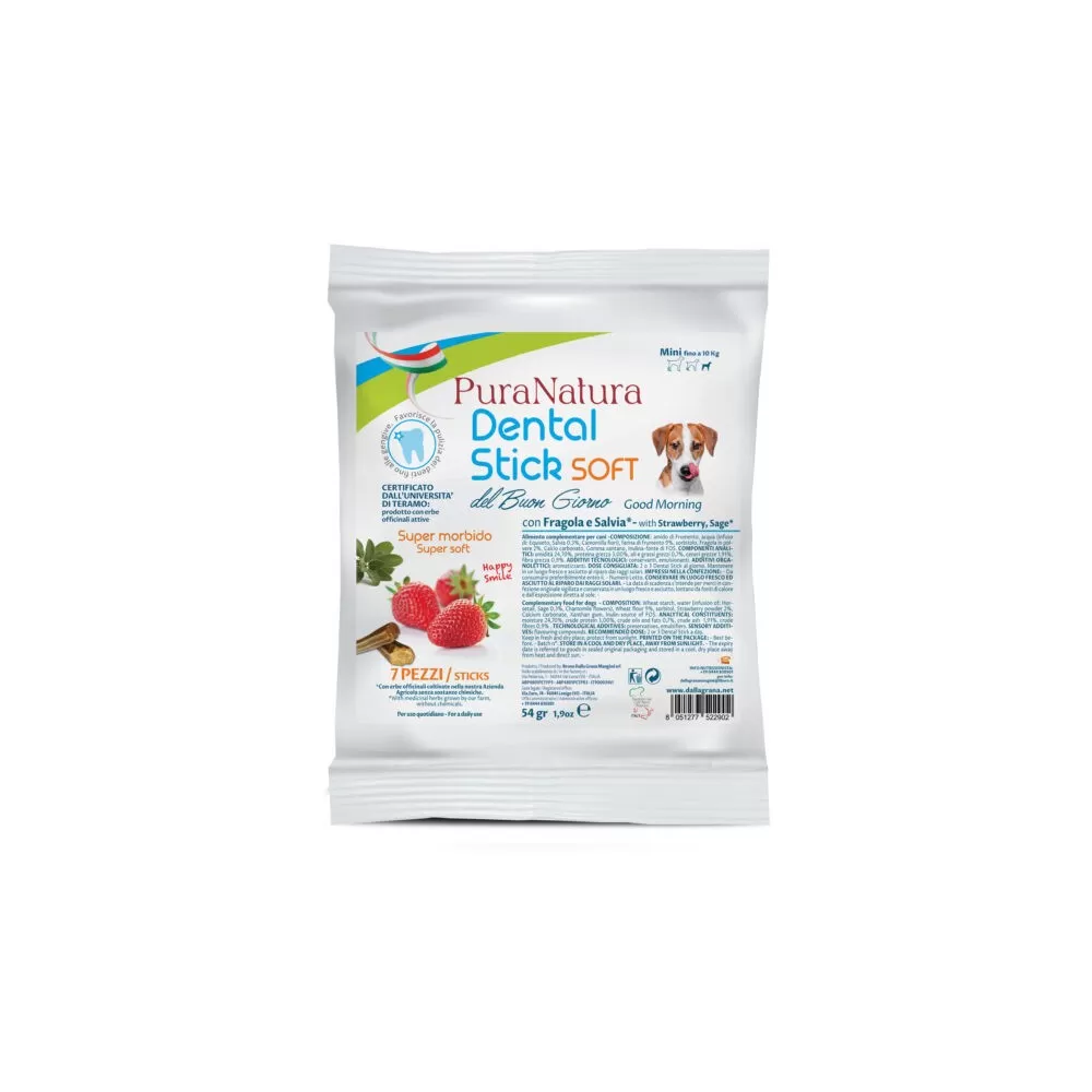 Dalla Grana - Dental Stick Buongiorno - Fragola e Salvia - Cane di taglia grande - 7pz