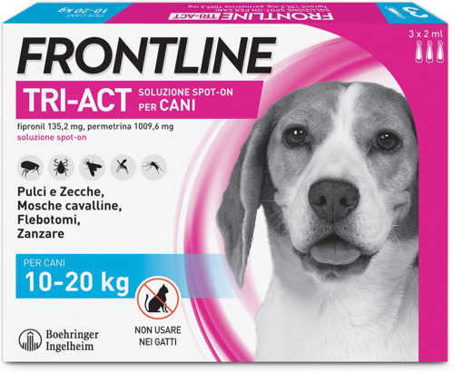 Frontline - Tri Act - Soluzione Spot-On per Cani - 10-20 kg - 3 pipette