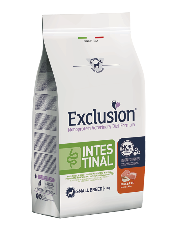 Exclusion Intestinal - Cibo secco per cani adulti di piccola taglia - Maiale e Riso - 2kg