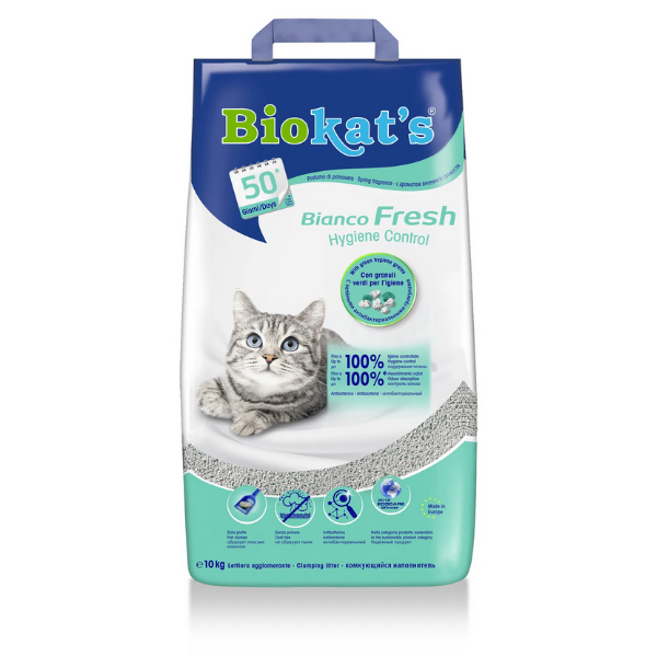 Biokat’s Bianco fresh - Lettiera agglomerante in argilla naturale bianca - 10KG