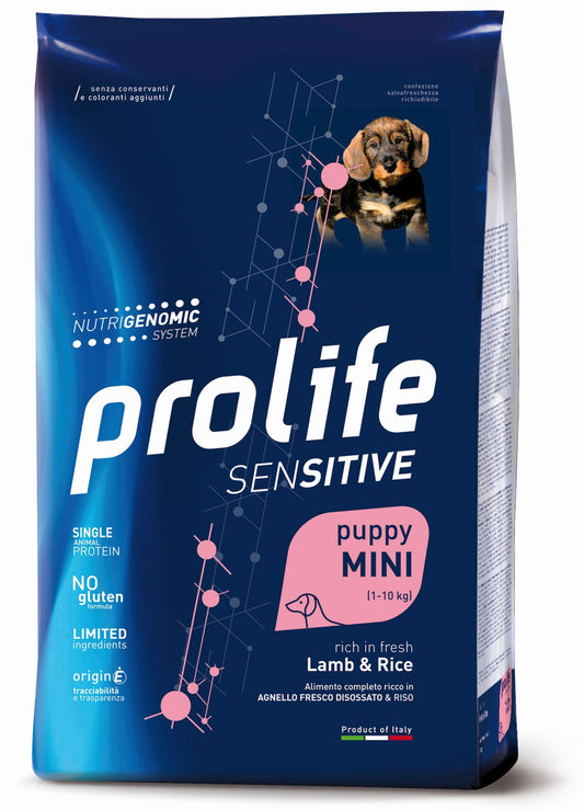 Prolife Sensitive Puppy - Crocchette per cuccioli sensibili di taglia piccola - Agnello fresco e riso - 2kg