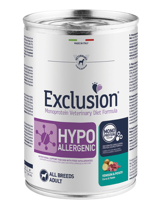 Exclusion Hypoallergenic - Cibo umido per cani adulti di tutte le taglie - Cervo e Patate - 400gr