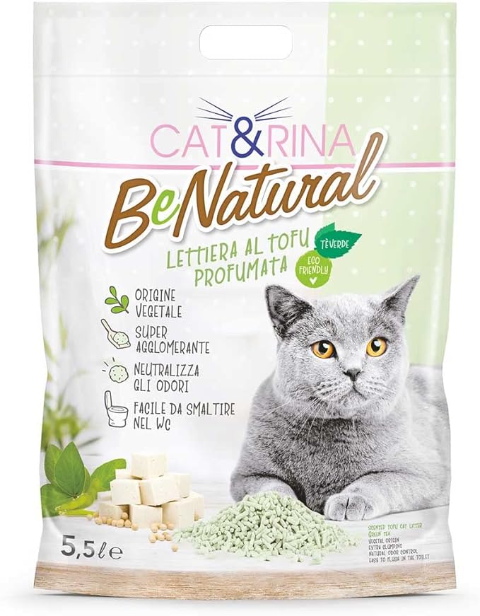 Cat&Rina BeNatural - Lettiera per gatti al profumo di Tofu e The Verde - 5,5LT