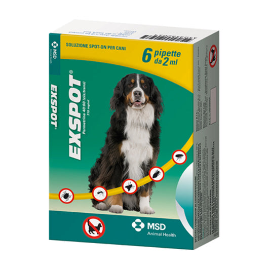 Exspot Spot On - Antiparassitario per cani da 41 a 55 kg - 6 Pipette - 2ml